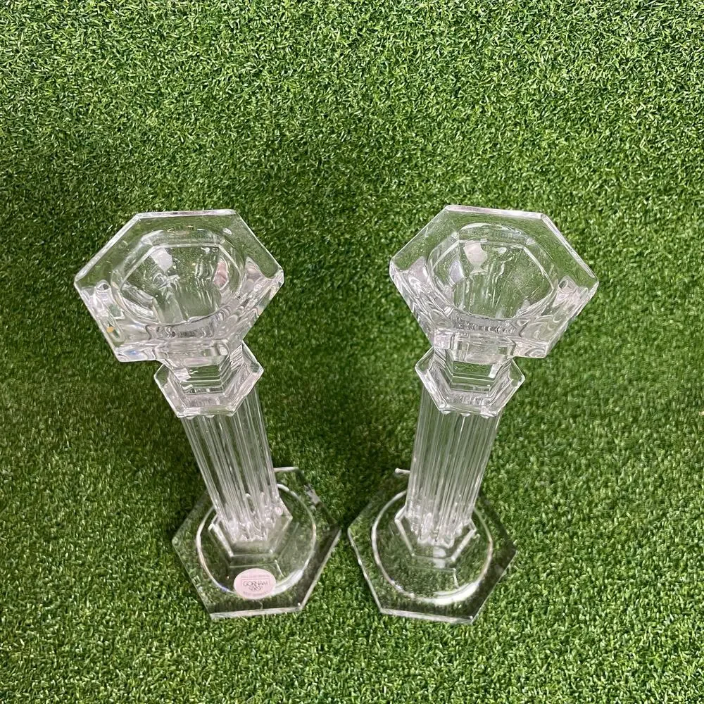 Vintage Lot Shannon Crystal Greek Roman Column Candle Holders